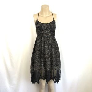 NWT Black Pink Ditsy Floral Print Hi-Lo Lace Dress